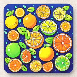 Posavasos Patrón de corte de cítricos fresco