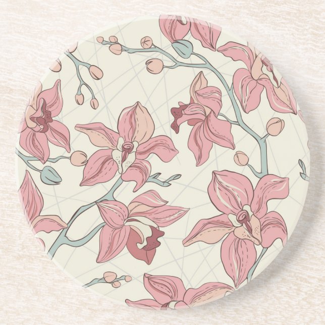 Posavasos Patrón de cosecha orquídea: Papel elegante (Frente)