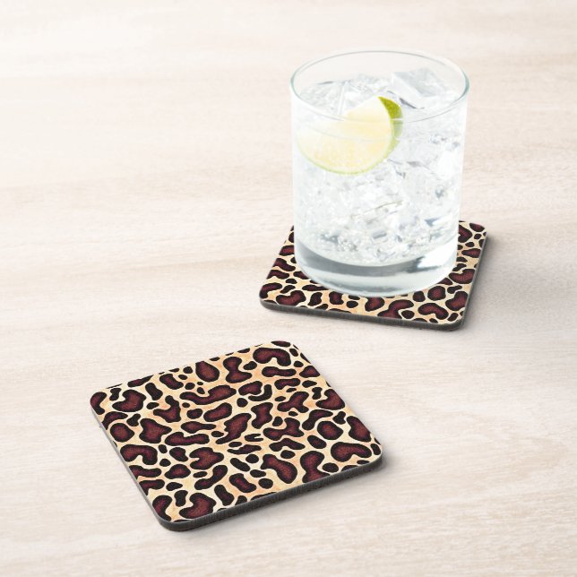 Posavasos Patrón de crema marrón de piel de leopardo - (Lado Derecho)