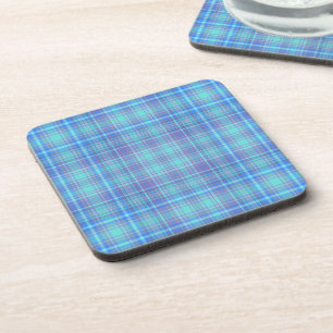 Posavasos Patrón de Cuadro Azul Pastel
