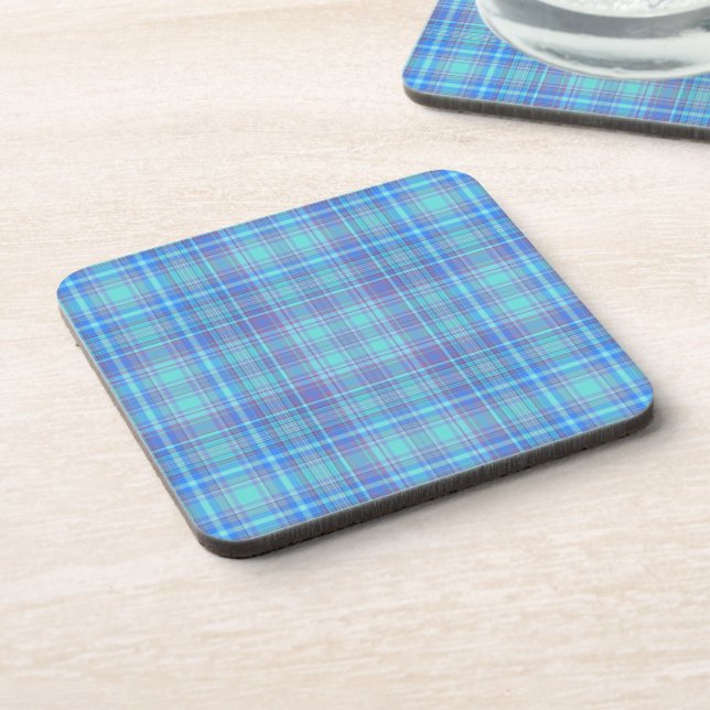 Posavasos Patrón de Cuadro Azul Pastel (Lado Izquierdo)