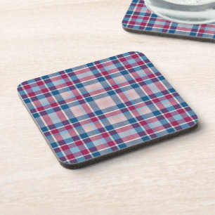 Posavasos Patrón de Cuadro Azul Rojo Clásico