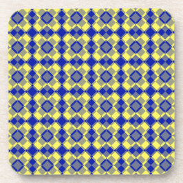 Posavasos Patrón de cuadros argyle azul amarillo