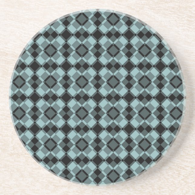 Posavasos Patrón de cuadros argyle azul negro (Frente)