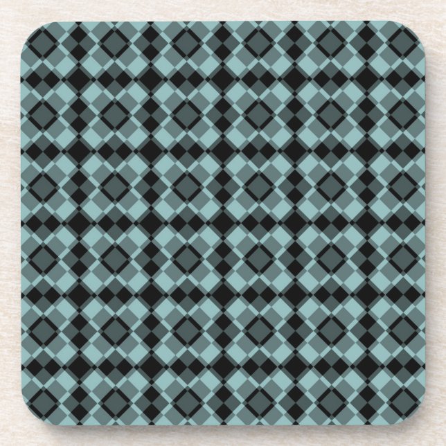 Posavasos Patrón de cuadros Argyle azul negro (Frente)
