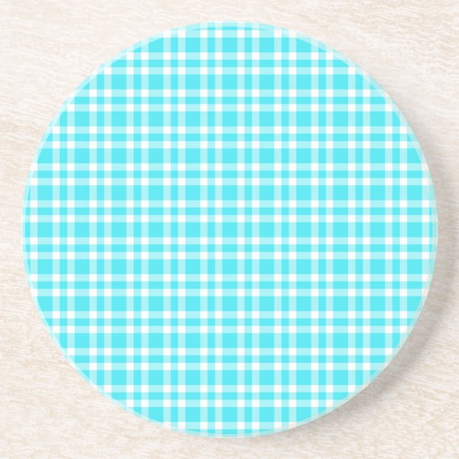 Posavasos Patrón de Cuadros Azul Blanco (Frente)
