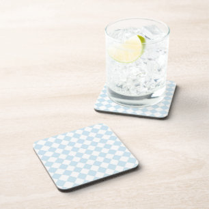 Posavasos Patrón de cuadros azul pastel y diamante blanco
