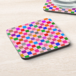Posavasos Patrón de cuadros de colores rosados