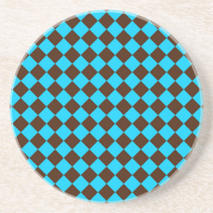 Posavasos Patrón de cuadros de diamante azul marrón