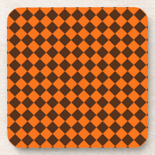 Posavasos Patrón de cuadros de diamante naranja marrón