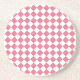 Posavasos Patrón de cuadros de diamante rosa blanco