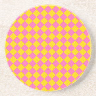 Posavasos Patrón de cuadros de Harlequín de diamante amarill
