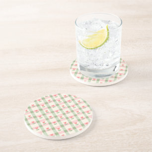 Posavasos Patrón de cuadros de tulipán lindo   Floral pastel