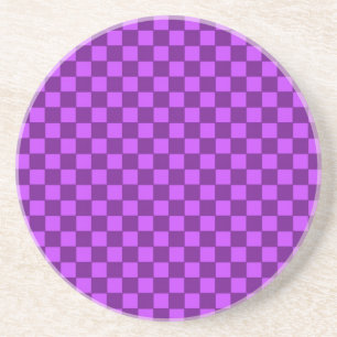 Posavasos Patrón de cuadros morado y magenta
