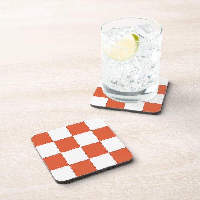 Posavasos Patrón de cuadros naranja y blanco (Lado Derecho)