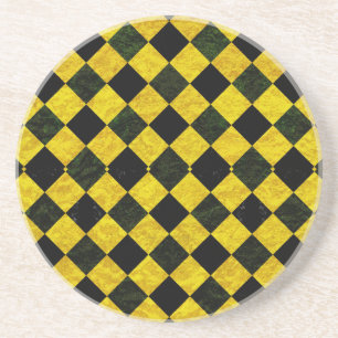 Posavasos Patrón de cuadros negros y amarillos