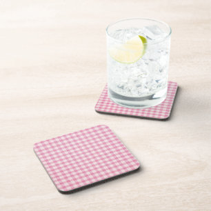 Posavasos Patrón de cuadros rosa bebé