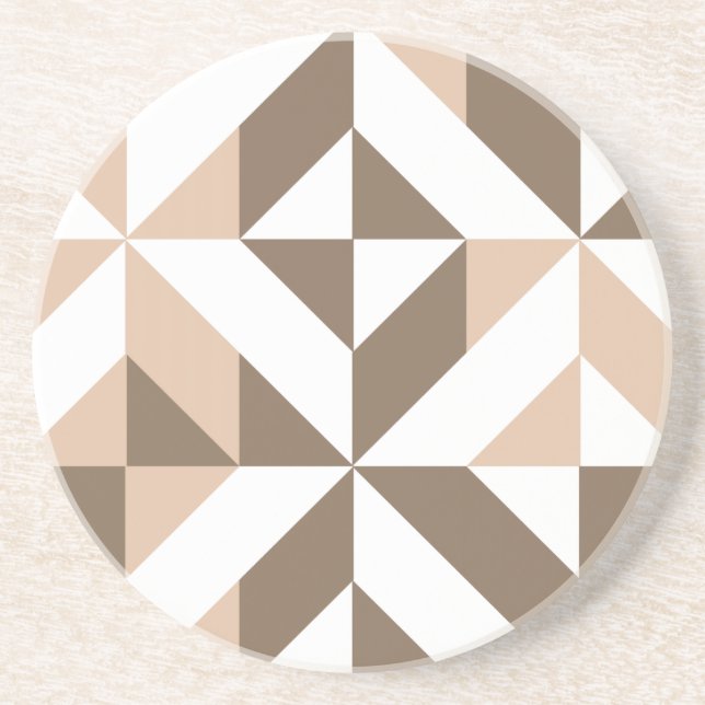 Posavasos Patrón de cubo geométrico beige marrón (Frente)