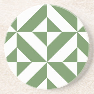 Posavasos Patrón de cubo geométrico oscuro de degradado verd