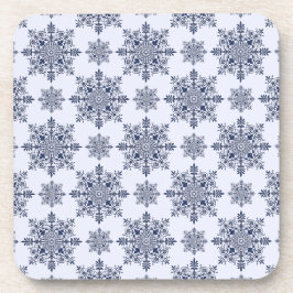 Posavasos Patrón de Damasco de copo de nieve azul