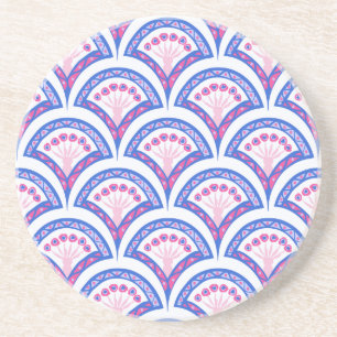 Posavasos patrón de damasco floral azul