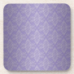 Posavasos Patrón de damasco púrpura lavanda