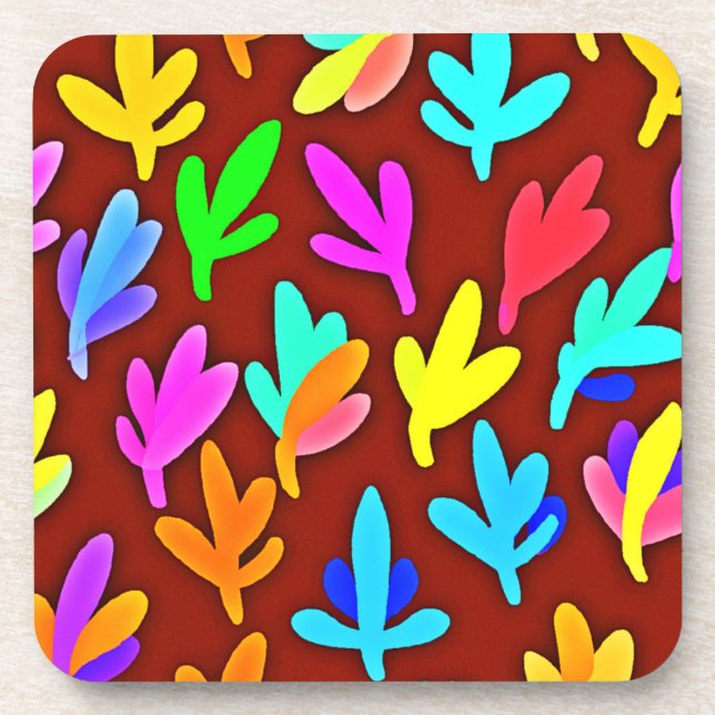 Posavasos Patrón de danza de hojas de árbol coloridas (Frente)