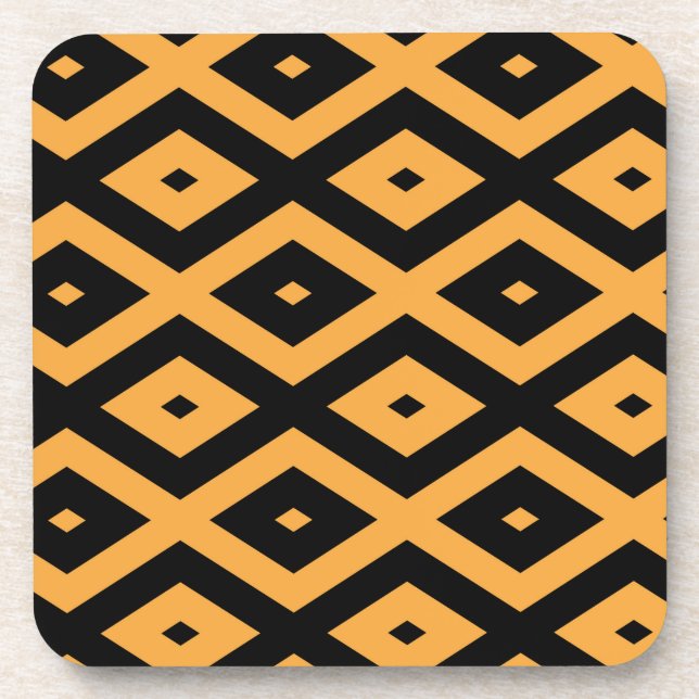 Posavasos Patrón de diamante amarillo y negro (Frente)