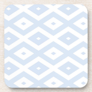 Posavasos Patrón de diamante blanco y azul pálido