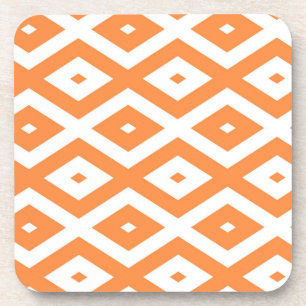 Posavasos Patrón de diamante blanco y naranja