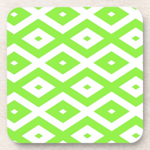 Posavasos Patrón de diamante blanco y verde limón