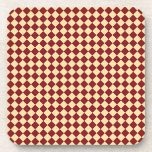 Posavasos Patrón de diamante de cuadros rojos y amarillos