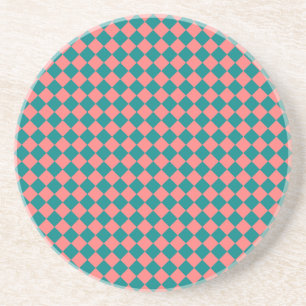 Posavasos Patrón de diamante de cuadros rosa cyan