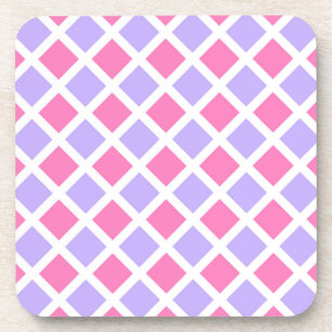 Posavasos Patrón de diamante de cuadros rosa púrpura