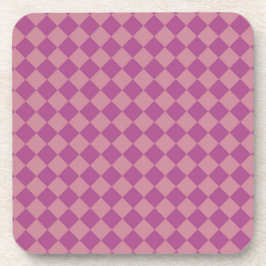 Posavasos Patrón de diamante de cuadros rosa púrpura