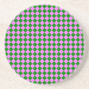 Posavasos Patrón de diamante de cuadros rosa verde