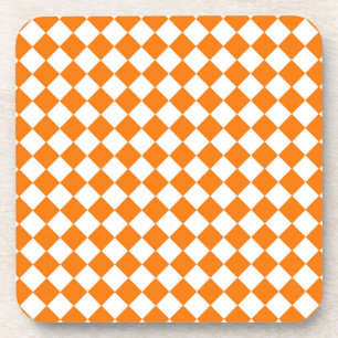 Posavasos Patrón de diamante del verificador blanco naranja