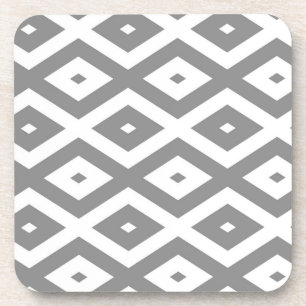 Posavasos Patrón de diamante gris y blanco
