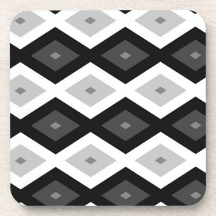 Posavasos Patrón de diamante negro, blanco y gris
