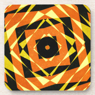 Posavasos patrón de diamante rayado naranja y amarillo