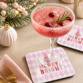 Posavasos Patrón de Diamante Rosa Alegre y Brillante