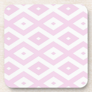 Posavasos Patrón de diamante rosa pálido y blanco