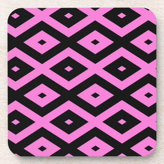 Posavasos Patrón de diamante rosa y negro (Frente)