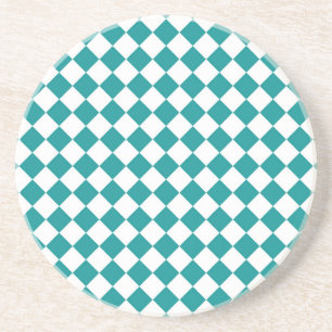 Posavasos Patrón de diamante verde azulado del verificador b
