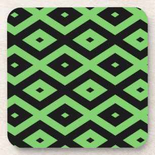 Posavasos Patrón de diamante verde limón y negro