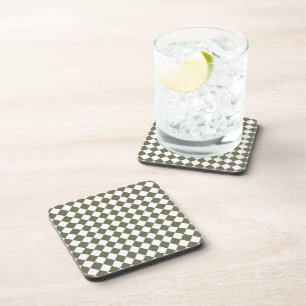 Posavasos patrón de diamante verde musgo a cuadros