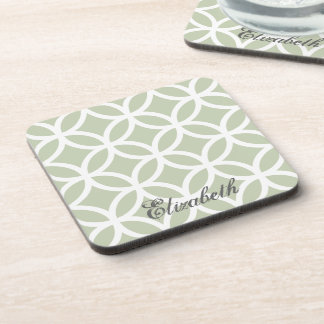 Posavasos Patrón de diamante verde personalizado