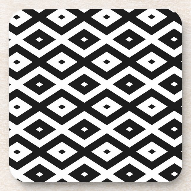 Posavasos Patrón de diamantes en blanco y negro (Frente)