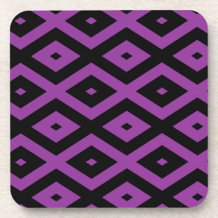 Posavasos Patrón de diamantes morado y negro