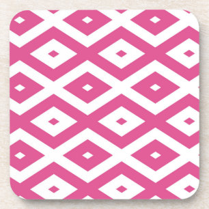 Posavasos Patrón de diamantes rosa y blanco